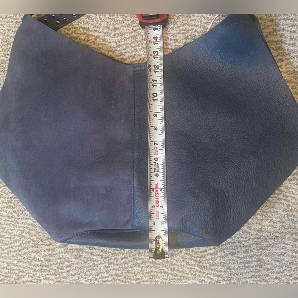 Shiraleah Blue Hobo Tote Bag with Studded Strap, Suede & Faux Leather - Picture 10 of 11